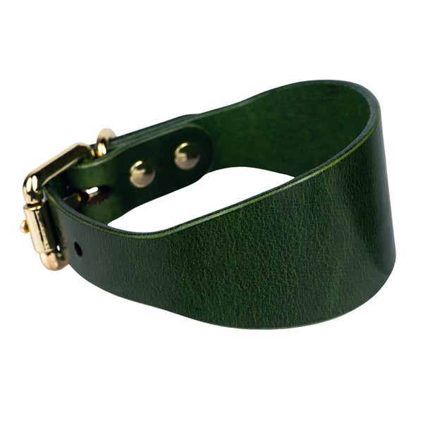 Olive green on sale leather dog collar