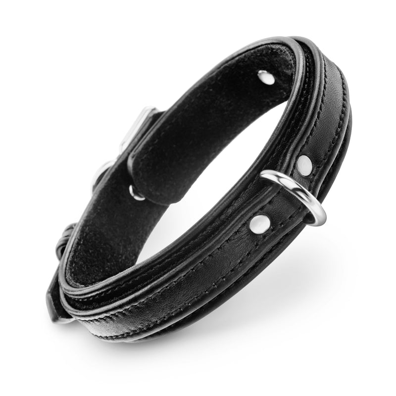 Premium Dog Black Collar with Soft Suede